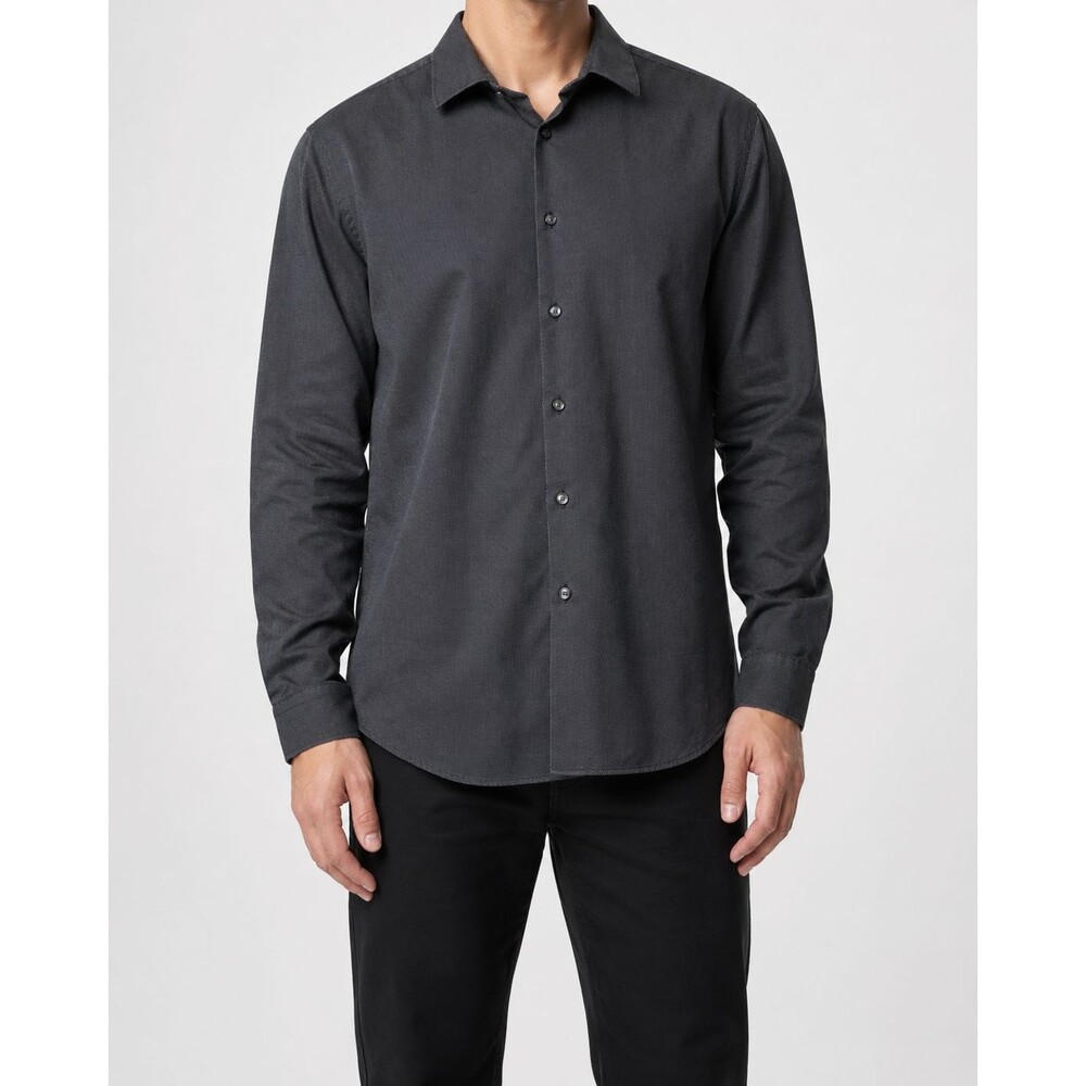 John Varvatos USA Luxe Men’s Button Down Shirt Gray Black Micro Dot Long Sleeve